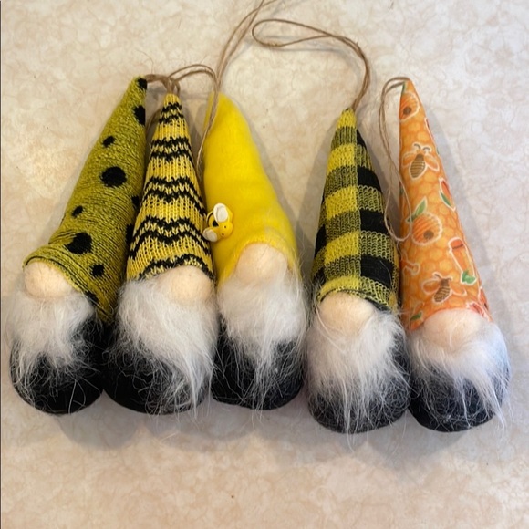 Other - Set of 5 Handmade Gnome Ornaments, 7”